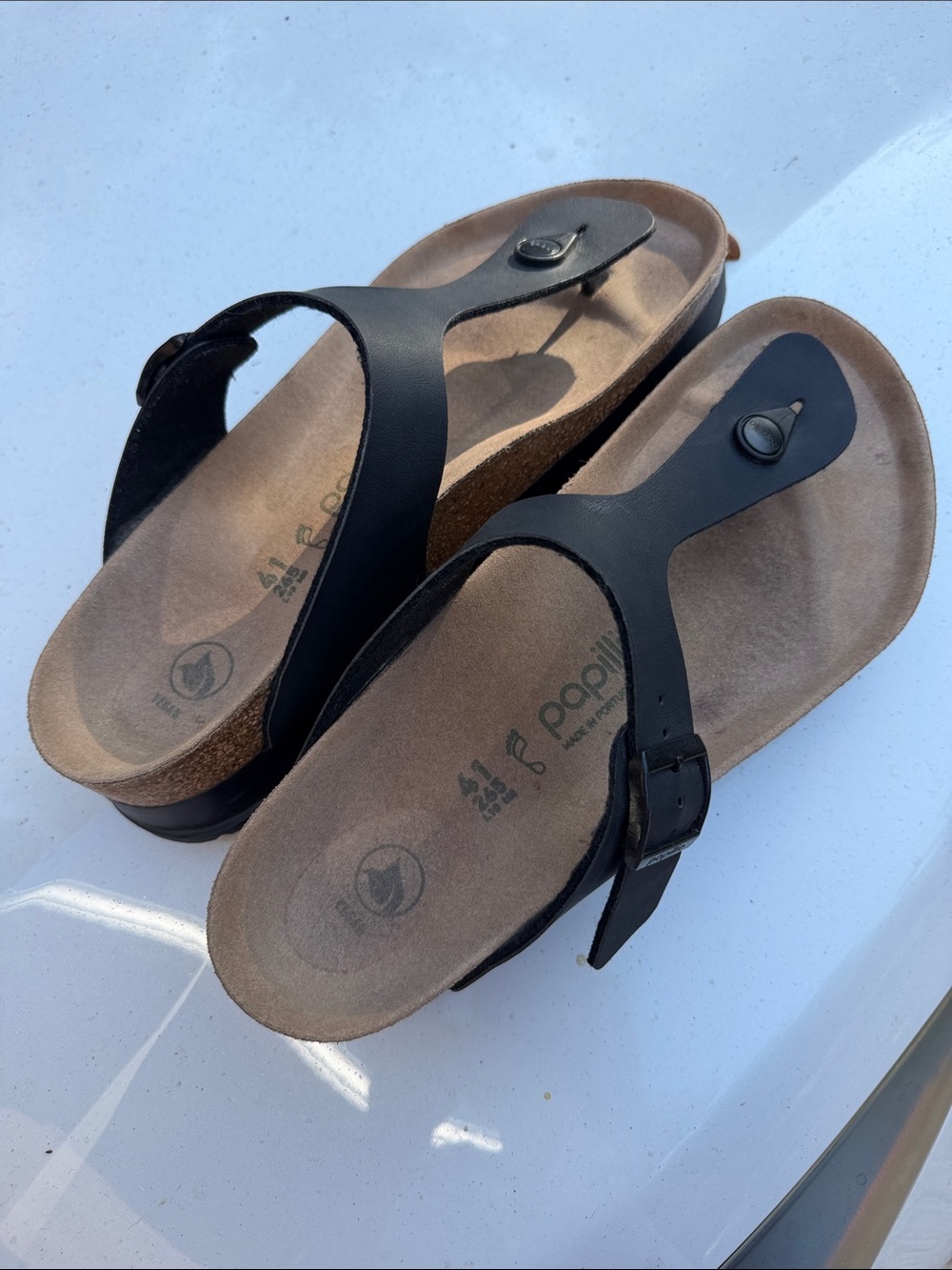 Papillio Black Vegan Leather Giza Thong Sandals